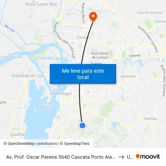 Av. Prof. Oscar Pereira 5640 Cascata Porto Alegre - Rio Grande Do Sul 91712-320 Brasil to Ulbra map