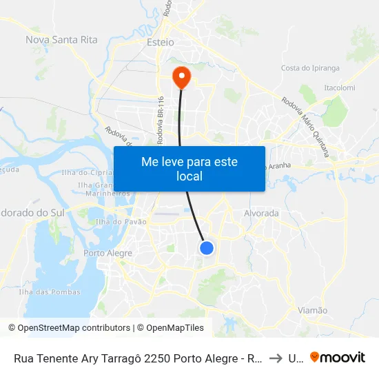 Rua Tenente Ary Tarragô 2250 Porto Alegre - Rio Grande Do Sul 91225-001 Brasil to Ulbra map
