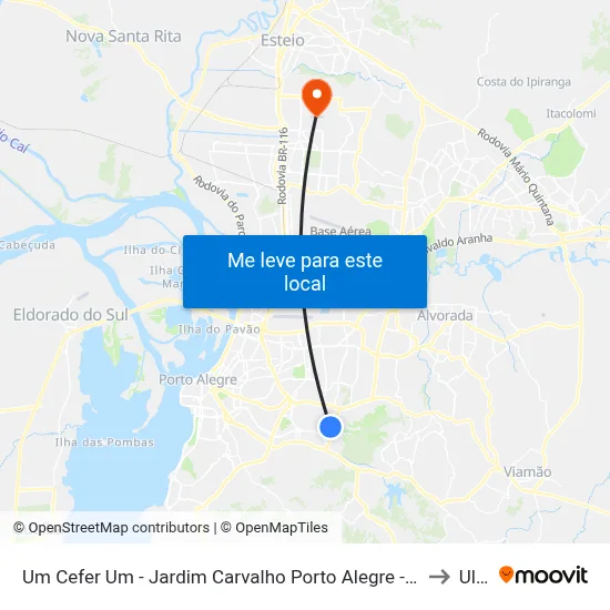 Um Cefer Um - Jardim Carvalho Porto Alegre - Rs 91430-035 Brasil to Ulbra map