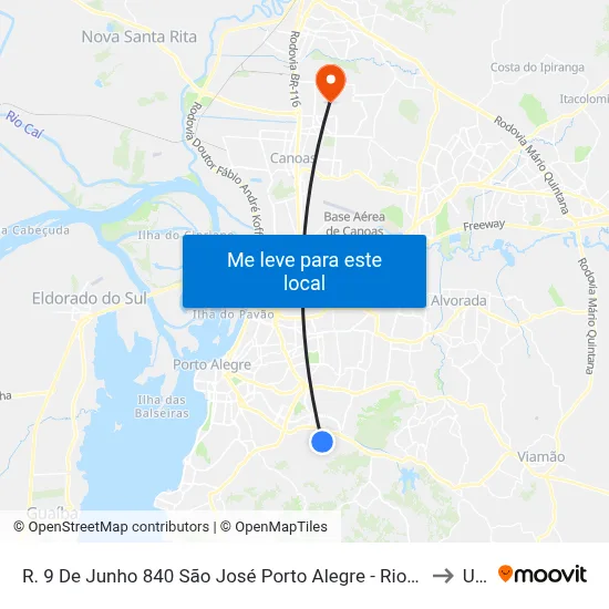R. 9 De Junho 840 São José Porto Alegre - Rio Grande Do Sul 91520-610 Brasil to Ulbra map