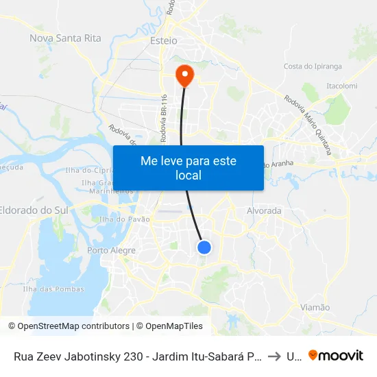Rua Zeev Jabotinsky 230 - Jardim Itu-Sabará Porto Alegre - Rs 91220-510 Brasil to Ulbra map