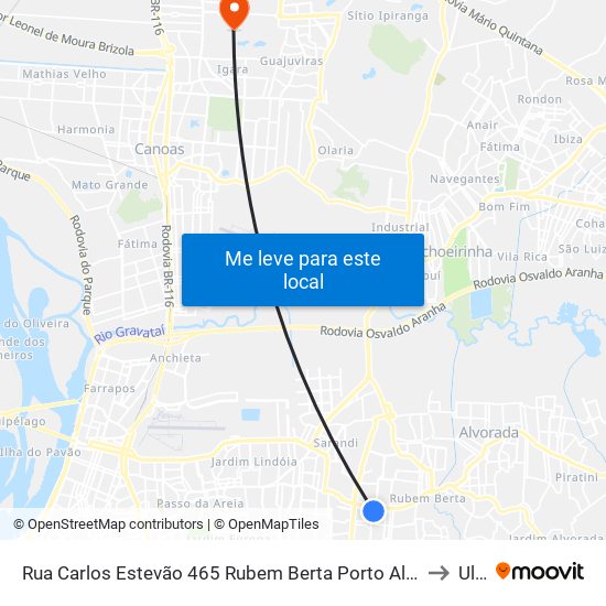 Rua Carlos Estevão 465 Rubem Berta Porto Alegre - Rs 91240-000 Brasil to Ulbra map