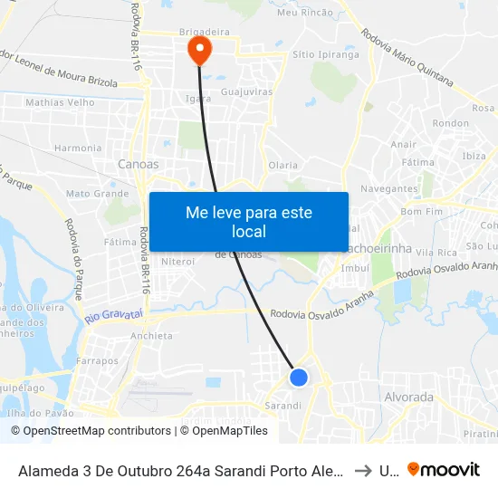 Alameda 3 De Outubro 264a Sarandi Porto Alegre - Rio Grande Do Sul 91140 Brasil to Ulbra map