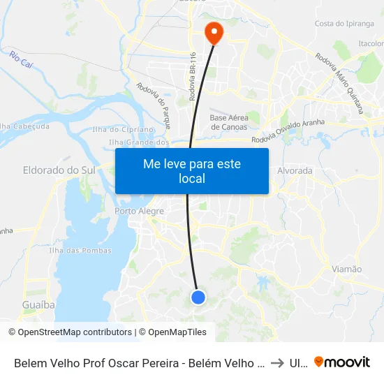 Belem Velho Prof Oscar Pereira - Belém Velho Porto Alegre - Rs Brasil to Ulbra map