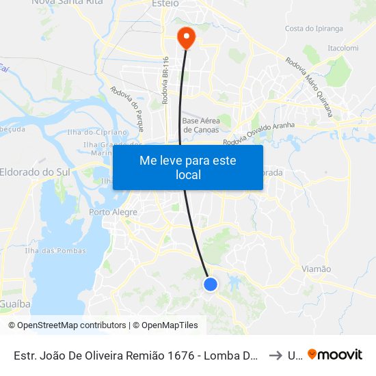 Estr. João De Oliveira Remião 1676 - Lomba Do Pinheiro Porto Alegre - Rs 91550-000 Brasil to Ulbra map