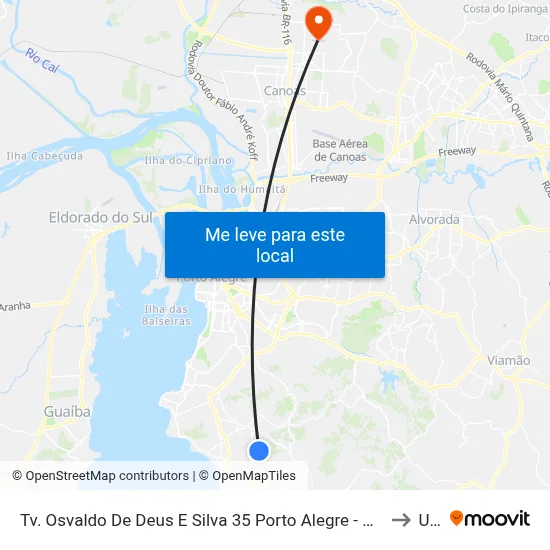 Tv. Osvaldo De Deus E Silva 35 Porto Alegre - Rio Grande Do Sul 91750-710 Brasil to Ulbra map