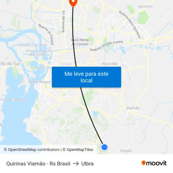 Quirinas Viamão - Rs Brasil to Ulbra map