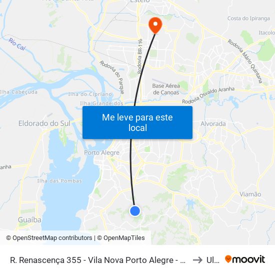 R. Renascença 355 - Vila Nova Porto Alegre - Rs 91712-370 Brasil to Ulbra map
