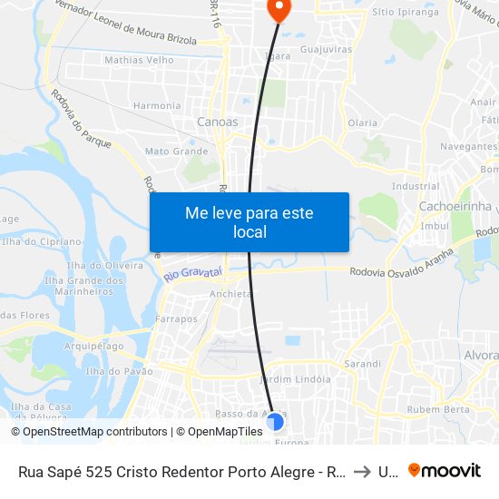 Rua Sapé 525 Cristo Redentor Porto Alegre - Rio Grande Do Sul 91350 Brasil to Ulbra map