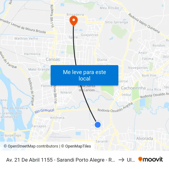 Av. 21 De Abril 1155 - Sarandi Porto Alegre - Rs 91120-630 Brasil to Ulbra map