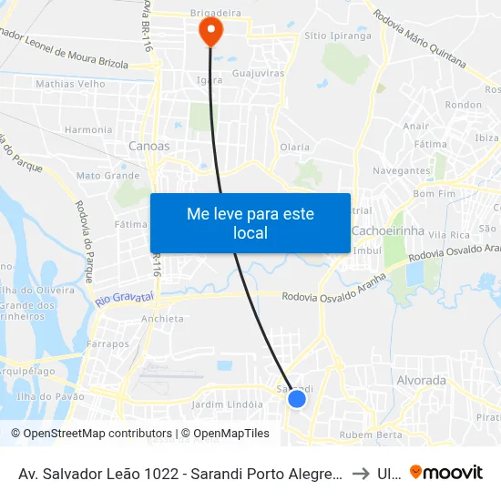 Av. Salvador Leão 1022 - Sarandi Porto Alegre - Rs 91130-700 Brasil to Ulbra map