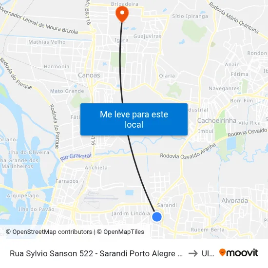 Rua Sylvio Sanson 522 - Sarandi Porto Alegre - Rs 91130-330 Brasil to Ulbra map