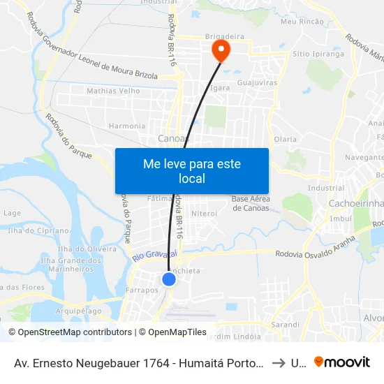 Av. Ernesto Neugebauer 1764 - Humaitá Porto Alegre - Rs 90250-140 Brasil to Ulbra map