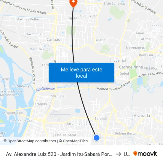 Av. Alexandre Luiz 520 - Jardim Itu-Sabará Porto Alegre - Rs 91225-090 Brasil to Ulbra map