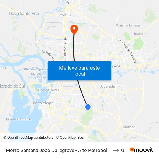 Morro Santana Joao Dallegrave - Alto Petrópolis Porto Alegre - Rs 91240-200 Brasil to Ulbra map