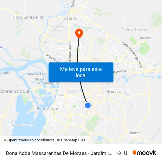 Dona Adda Mascarenhas De Moraes - Jardim Itu-Sabará Porto Alegre - Rs 91220-140 Brasil to Ulbra map