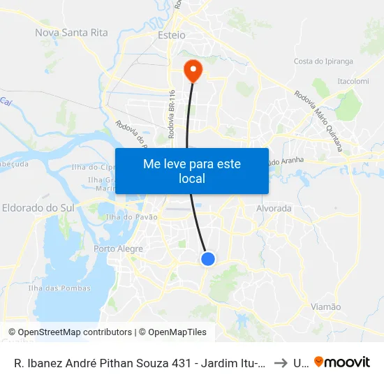 R. Ibanez André Pithan Souza 431 - Jardim Itu-Sabará Porto Alegre - Rs 91210-070 Brasil to Ulbra map