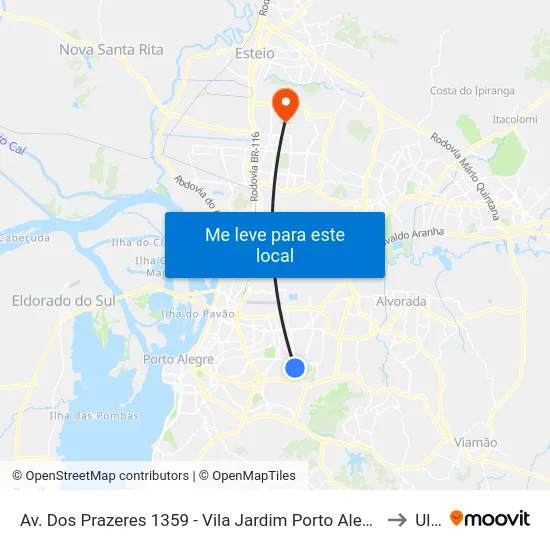 Av. Dos Prazeres 1359 - Vila Jardim Porto Alegre - Rs 91320-150 Brasil to Ulbra map