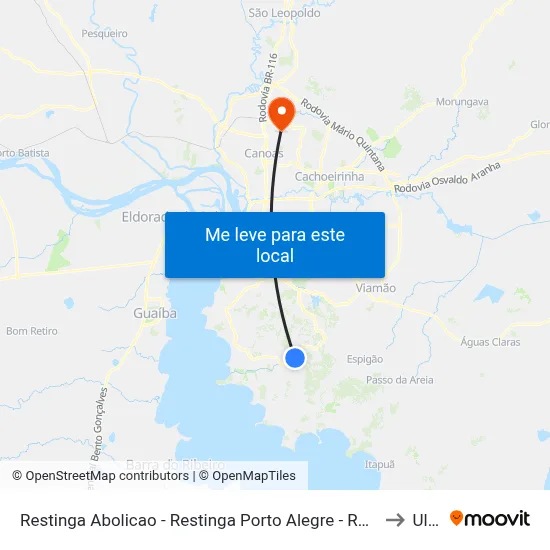 Restinga Abolicao - Restinga Porto Alegre - Rs 91790-230 Brasil to Ulbra map