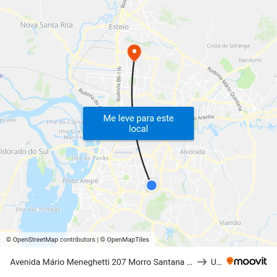 Avenida Mário Meneghetti 207 Morro Santana Porto Alegre - Rs 91260-190 Brasil to Ulbra map