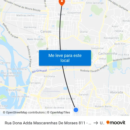 Rua Dona Adda Mascarenhas De Moraes 811 - Jardim Itu-Sabará Porto Alegre - Rs 91220-140 Brasil to Ulbra map