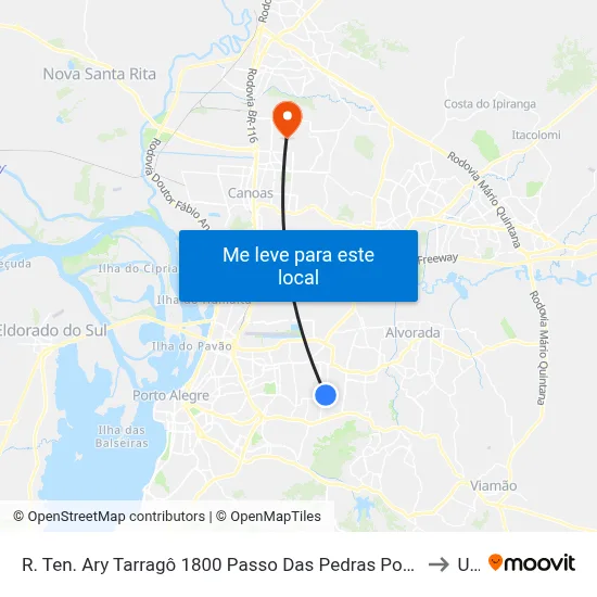 R. Ten. Ary Tarragô 1800 Passo Das Pedras Porto Alegre - Rio Grande Do Sul 91225-001 Brasil to Ulbra map