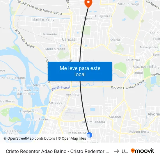 Cristo Redentor Adao Baino - Cristo Redentor Porto Alegre - Rs 91350-030 Brasil to Ulbra map