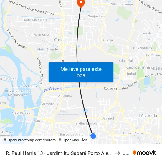 R. Paul Harris 13 - Jardim Itu-Sabará Porto Alegre - Rs 91380-200 Brasil to Ulbra map