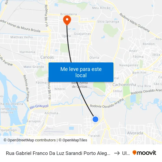 Rua Gabriel Franco Da Luz Sarandi Porto Alegre - Rs 91120-600 Brasil to Ulbra map