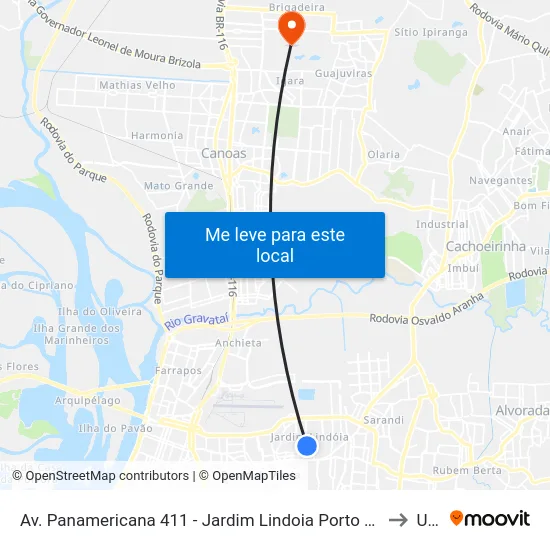 Av. Panamericana 411 - Jardim Lindoia Porto Alegre - Rs 91050-001 Brasil to Ulbra map