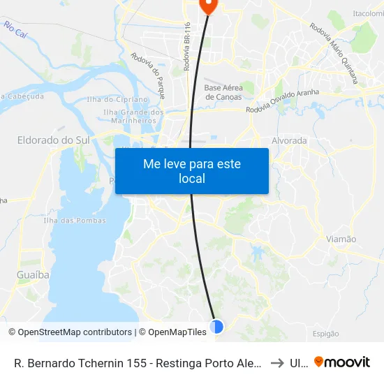R. Bernardo Tchernin 155 - Restinga Porto Alegre - Rs 91790-180 Brasil to Ulbra map
