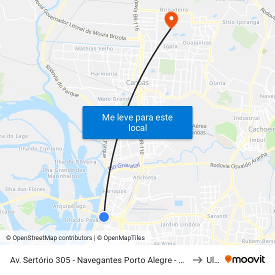 Av. Sertório 305 - Navegantes Porto Alegre - Rs 91020-001 Brasil to Ulbra map