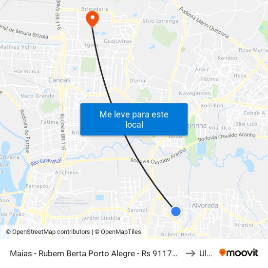 Maias - Rubem Berta Porto Alegre - Rs 91170-001 Brasil to Ulbra map