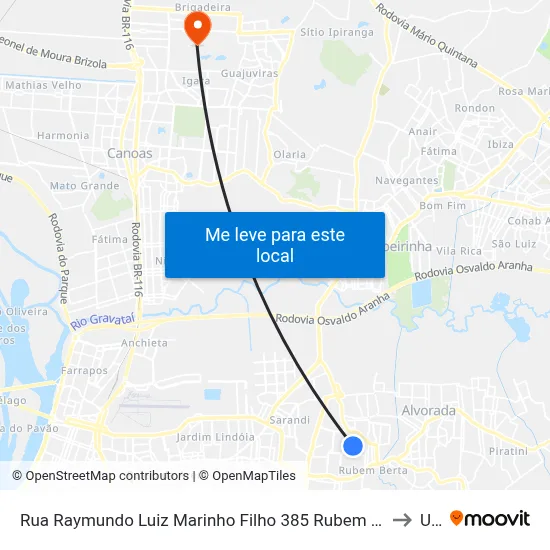 Rua Raymundo Luiz Marinho Filho 385 Rubem Berta Porto Alegre - Rs 91180-205 Brasil to Ulbra map