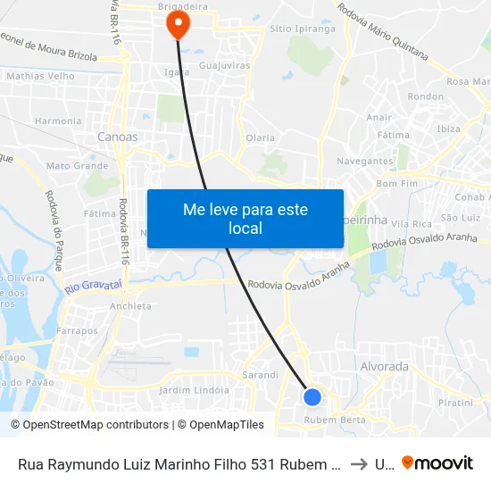 Rua Raymundo Luiz Marinho Filho 531 Rubem Berta Porto Alegre - Rs 91180-205 Brasil to Ulbra map