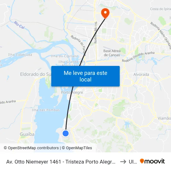 Av. Otto Niemeyer 1461 - Tristeza Porto Alegre - Rs 91910-001 Brasil to Ulbra map