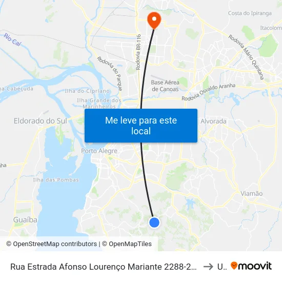 Rua Estrada Afonso Lourenço Mariante 2288-2302 - Lomba Do Pinheiro Porto Alegre - Rs 91787-260 Brasil to Ulbra map