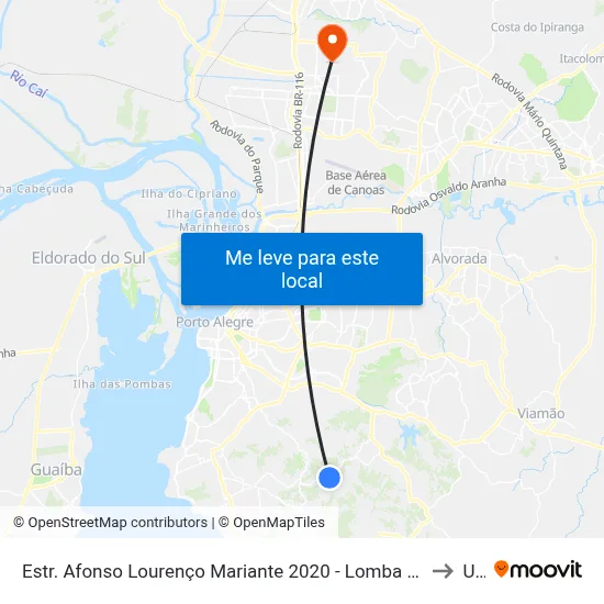 Estr. Afonso Lourenço Mariante 2020 - Lomba Do Pinheiro Porto Alegre - Rs 91550-671 Brasil to Ulbra map