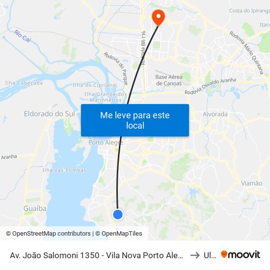 Av. João Salomoni 1350 - Vila Nova Porto Alegre - Rs 91740-830 Brasil to Ulbra map