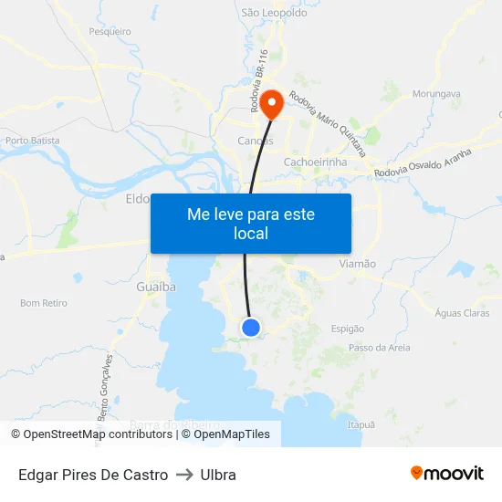 Edgar Pires De Castro to Ulbra map