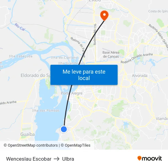 Wenceslau Escobar to Ulbra map
