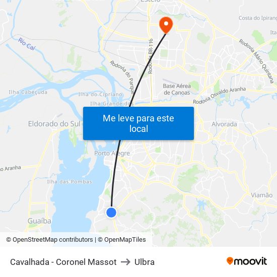 Cavalhada - Coronel Massot to Ulbra map