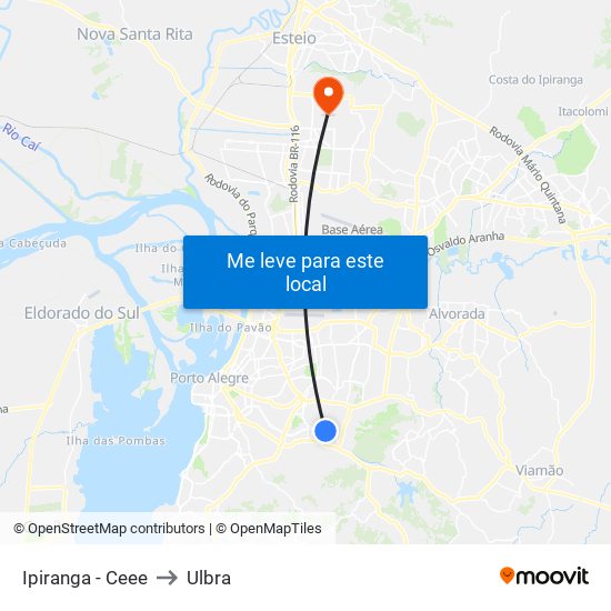 Ipiranga - Ceee to Ulbra map