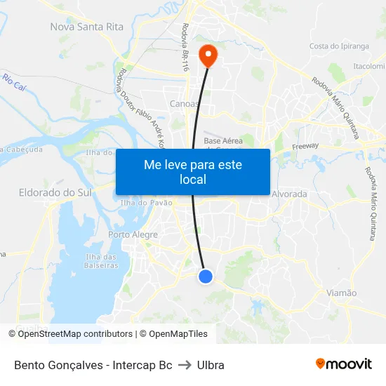 Bento Gonçalves - Intercap Bc to Ulbra map