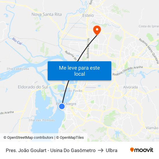 Pres. João Goulart - Usina Do Gasômetro to Ulbra map