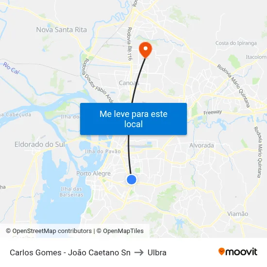 Carlos Gomes - João Caetano Sn to Ulbra map