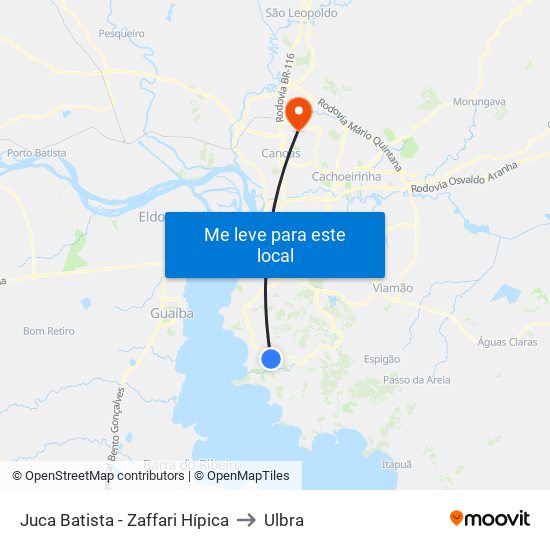 Juca Batista - Zaffari Hípica to Ulbra map