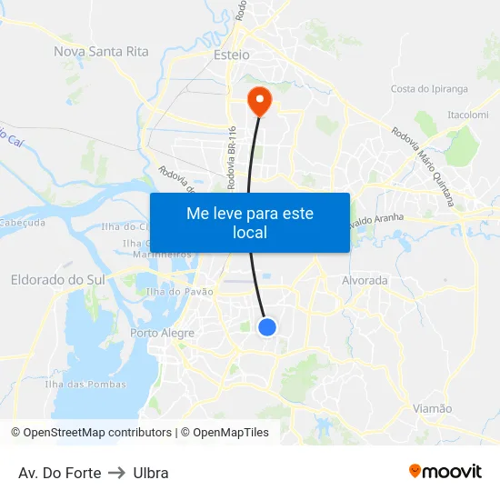 Av. Do Forte to Ulbra map