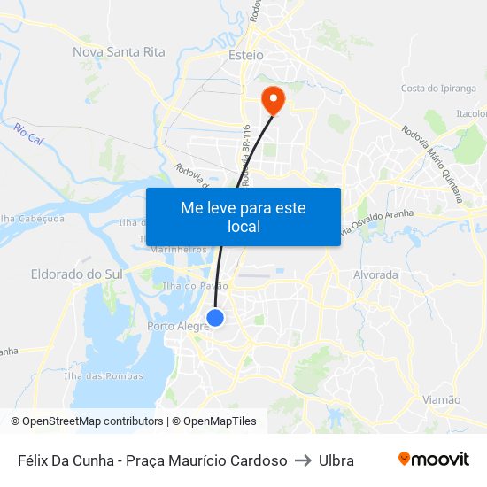 Félix Da Cunha - Praça Maurício Cardoso to Ulbra map