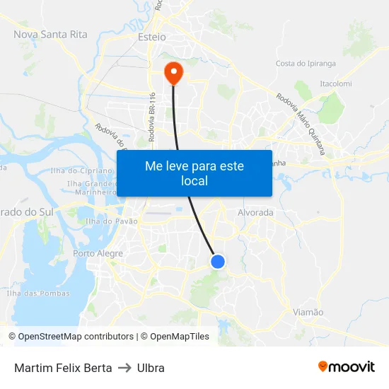 Martim Felix Berta to Ulbra map